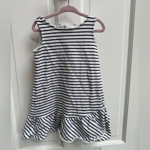 Janie and Jack Girls Size 4 Blue and White Striped Sleeveless Bow Dress